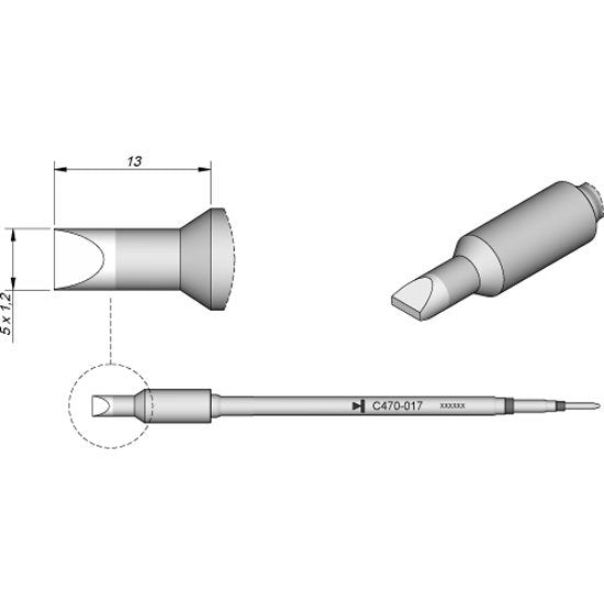 JBC 5.0x1.2mm Chisel Heavy Duty Cartridge Tip