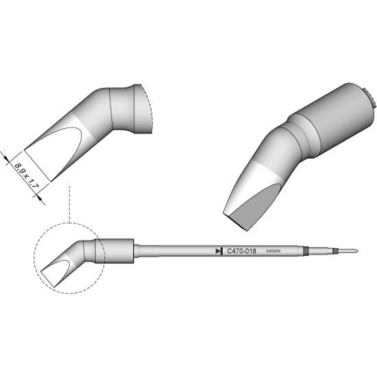 JBC 8.9x1.7mm Bent Chisel Heavy Duty Cartridge Tip