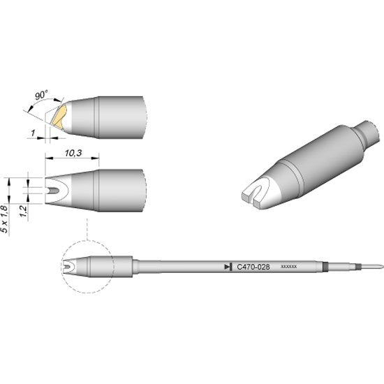 JBC 5.0x1.8mm Special Heavy Duty Cartridge Tip