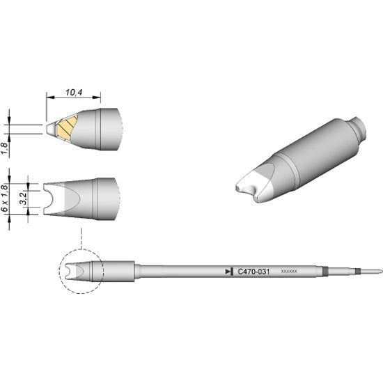 JBC 6.0x1.8mm Special Heavy Duty Cartridge Tip