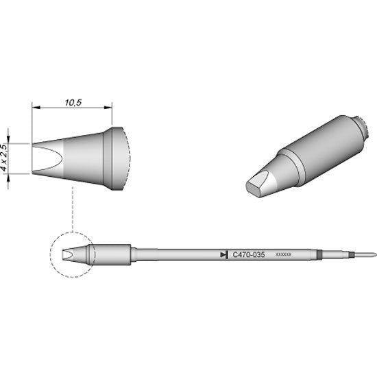 JBC 4.0x2.5mm Chisel Heavy Duty Cartridge Tip