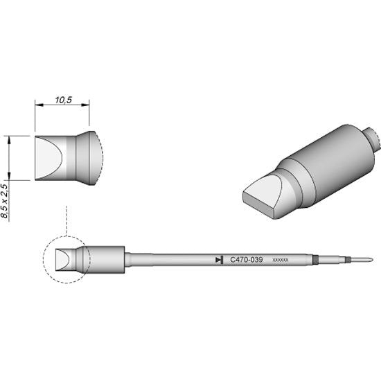 JBC 8.5 x 2.5mm Chisel Heavy Duty Cartridge Tip