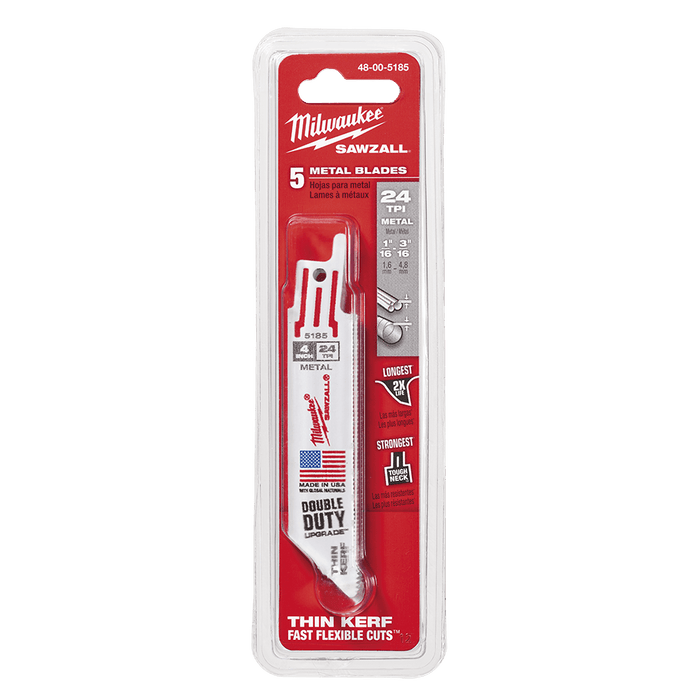 Milwaukee  100mm 24 TPI Thin Kerf SAWZALLâ„¢ Blades (5 Pk)