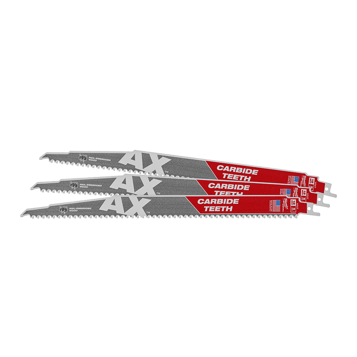 Milwaukee  300mm 5TPI THE AXâ„¢ with Carbide Teeth SAWZALLâ„¢ Blade (3Pk)