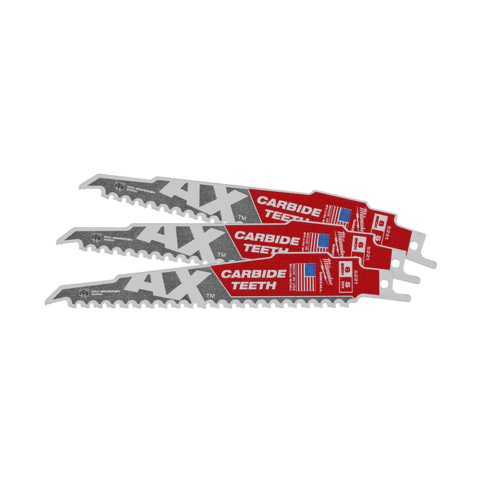 Milwaukee  150mm 5TPI THE AXâ„¢ with Carbide Teeth SAWZALLâ„¢ Blade (3Pk)