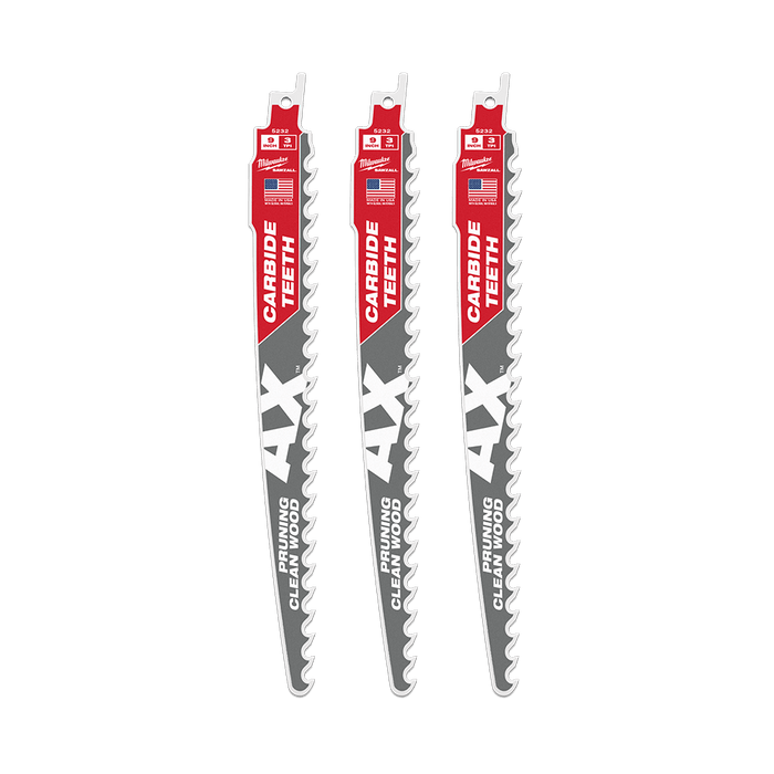 Milwaukee  The AXâ„¢ With Carbide Teeth For Pruning And Clean Wood 225mm 3Pk