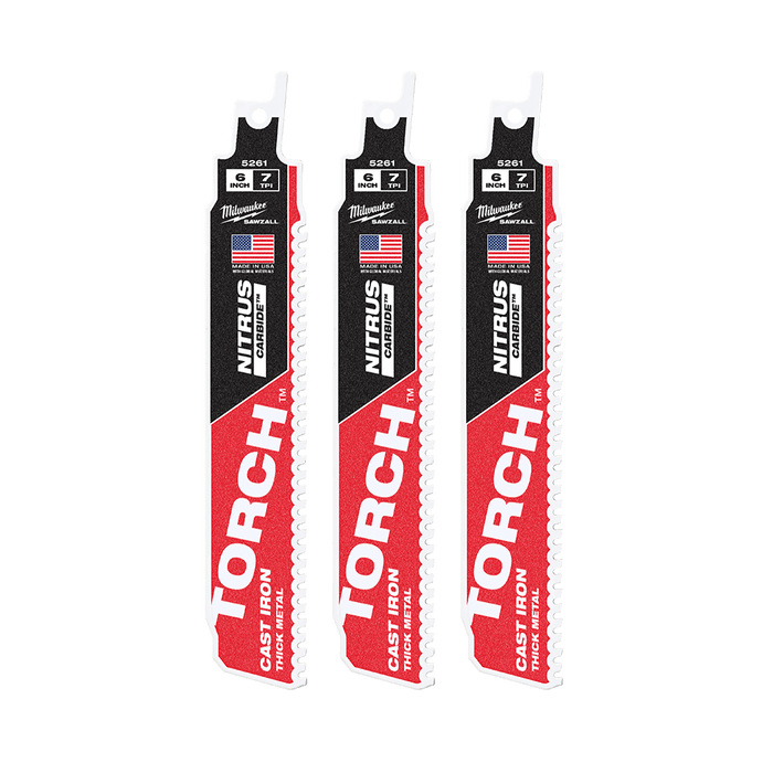 Milwaukee  SAWZALLâ„¢ TORCHâ„¢ with NITRUS CARBIDEâ„¢ 150mm - 3 Pack