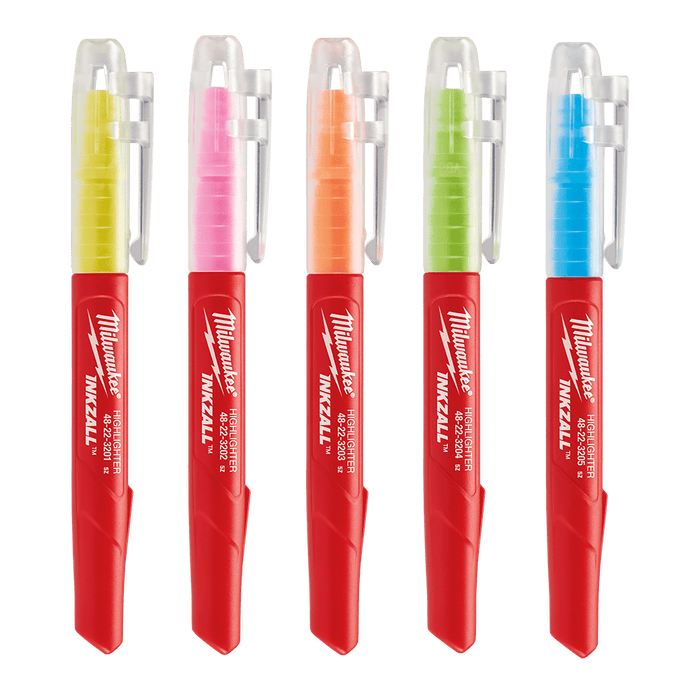 Milwaukee  INKZALLâ„¢ Coloured Highlighters (5 Pk)