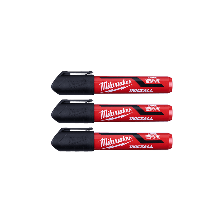Milwaukee  INKZALLâ„¢ 3PC Large Chisel Tip Black Marker