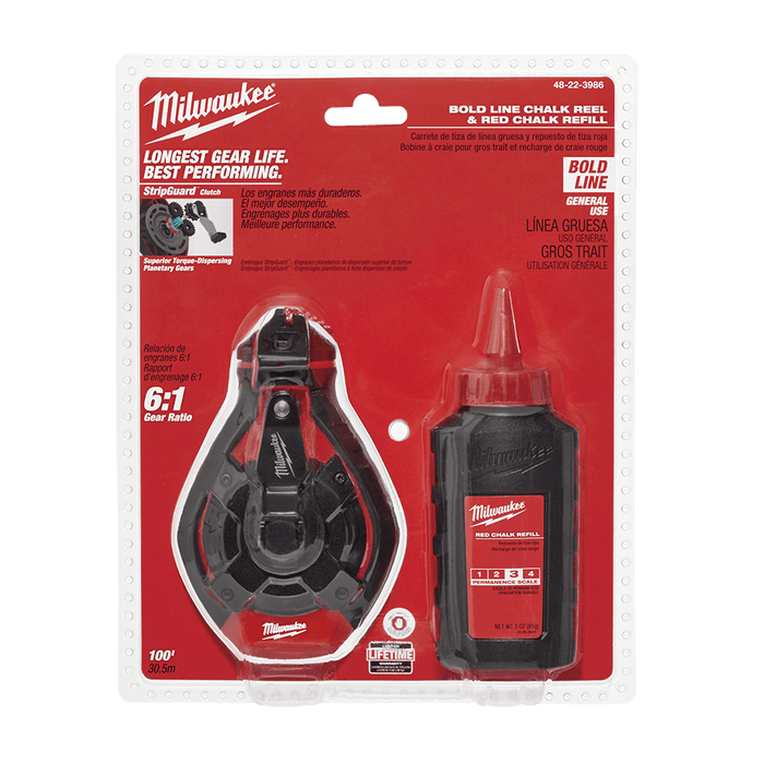 Milwaukee  30m Bold Line Chalk Reel Kit w/ Red Chalk