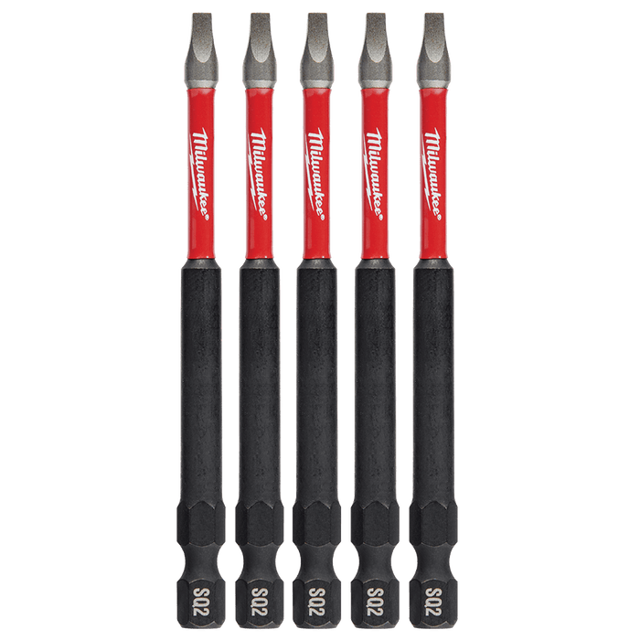Milwaukee  SHOCKWAVEâ„¢ Power Bit Square Recess #2 89mm (3 1/2â€œ) 5PK