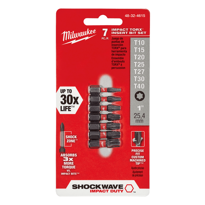 Milwaukee  SHOCKWAVEâ„¢ Insert Bit TORXâ„¢ 7Pc Set