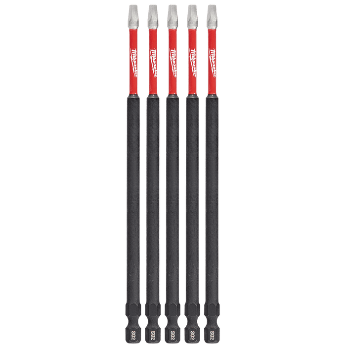 Milwaukee  SHOCKWAVEâ„¢ Power Bit Square Recess #2 150mm (6â€œ) 5PK