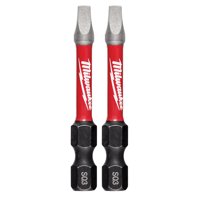 Milwaukee  SHOCKWAVEâ„¢ Power Bit Square Recess #3 50mm (2â€œ) 2Pk