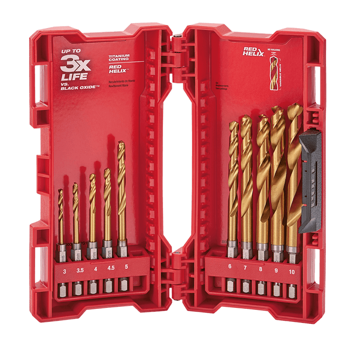 Milwaukee  SHOCKWAVEâ„¢ Red Helixâ„¢ Titanium 10 Pce Kit