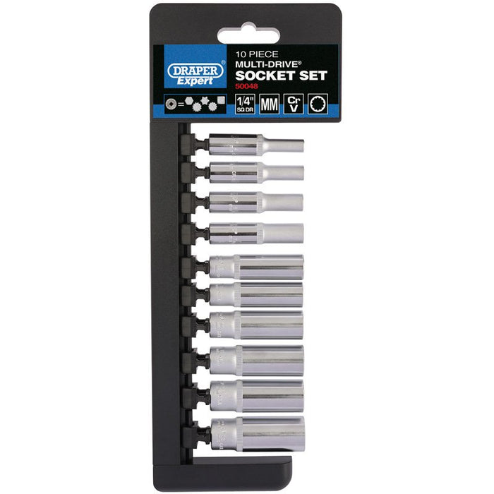 Draper Tools 1/4 Sq. Dr. Metric Multi-Drive® Deep Socket Set (10 Piece)