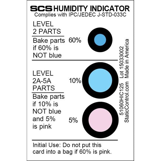 Desco 51060HIC125 - Humidity Indicator Card, 5-10-60%, 125/CAN