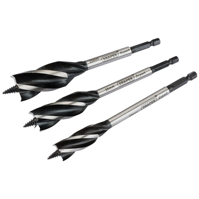 Draper Tools 4 Fluted 165mm Auger Bit Set (3 Piece)