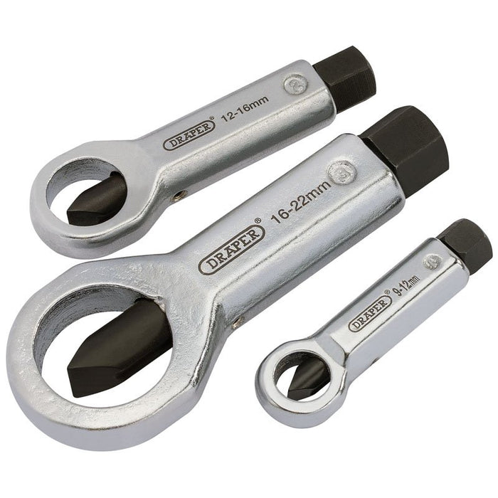 Draper Tools 9mm - 22mm Capacity Nut Splitter Set (3 Piece)