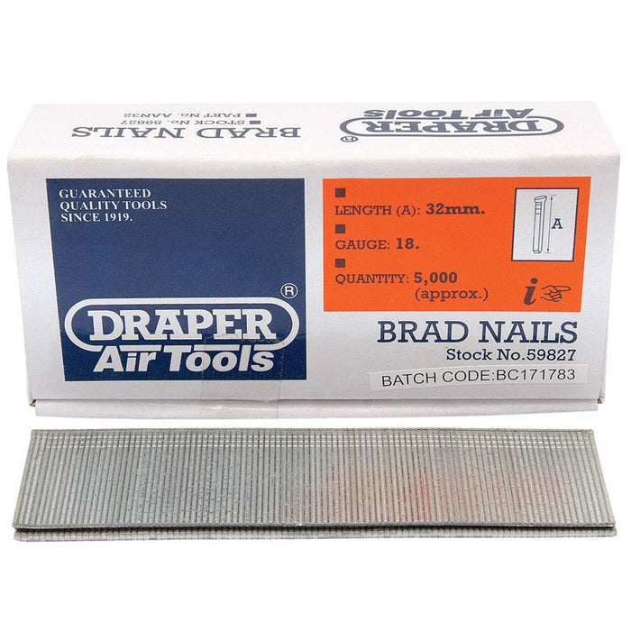 Draper Tools Brad Nails - Box of 5000