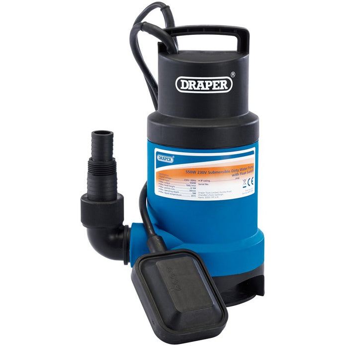 Draper Tools 166L/Min Submersible Dirty Water Pump with Float Switch (550W)
