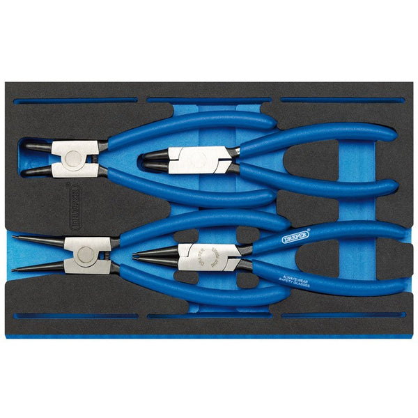 Draper Tools Circlip Plier Set in 1/4 Drawer EVA Insert Tray, 4 Pce