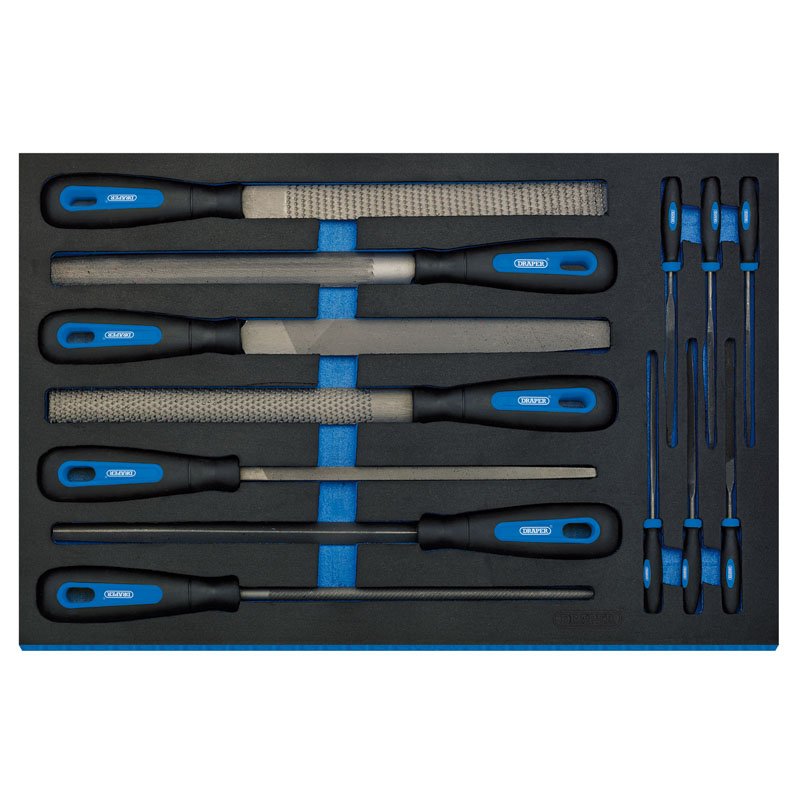 Draper Tools Hand File Set in 3/4 Drawer EVA Insert Tray (13 Piece) For ...