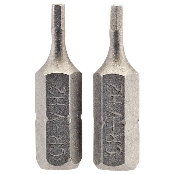 Draper Tools 2mm 1/4 Hex. Hexagonal Insert Bit 25mm Long x 2