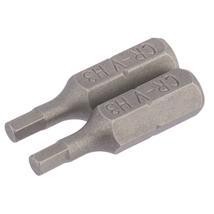 Draper Tools 3mm 1/4 Hex. Hexagonal Insert Bit 25mm Long x 2