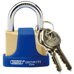 Draper Tools Solid Brass Padlock and 2 Keys with Hardened Steel Shackle and Bumper