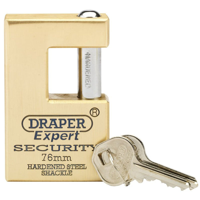 Draper Tools Expert Close Shackle Solid Brass Padlock & 2 Keys