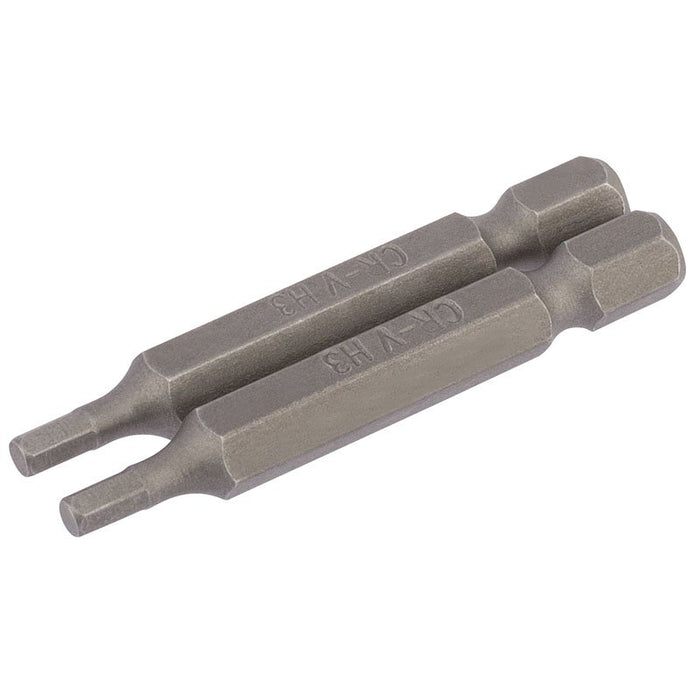 Draper Tools 3mm 1/4 Hex. Hexagonal Insert Bit 50mm Long x 2