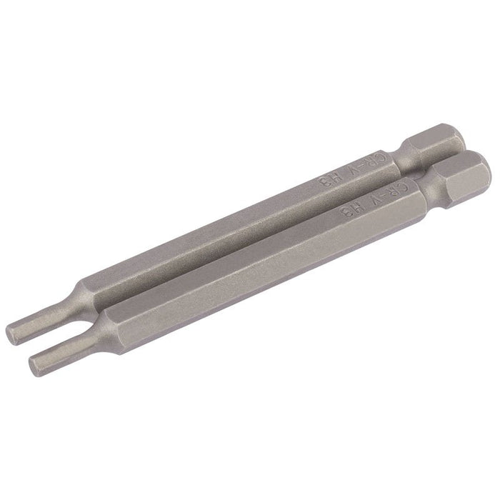 Draper Tools 3mm 1/4 Hex. Hexagonal Insert Bit 75mm Long x 2