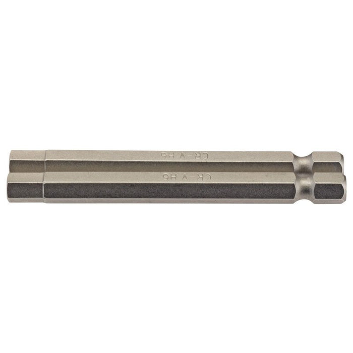 Draper Tools 6mm 1/4 Hex. Hexagonal Insert Bit 75mm Long x 2