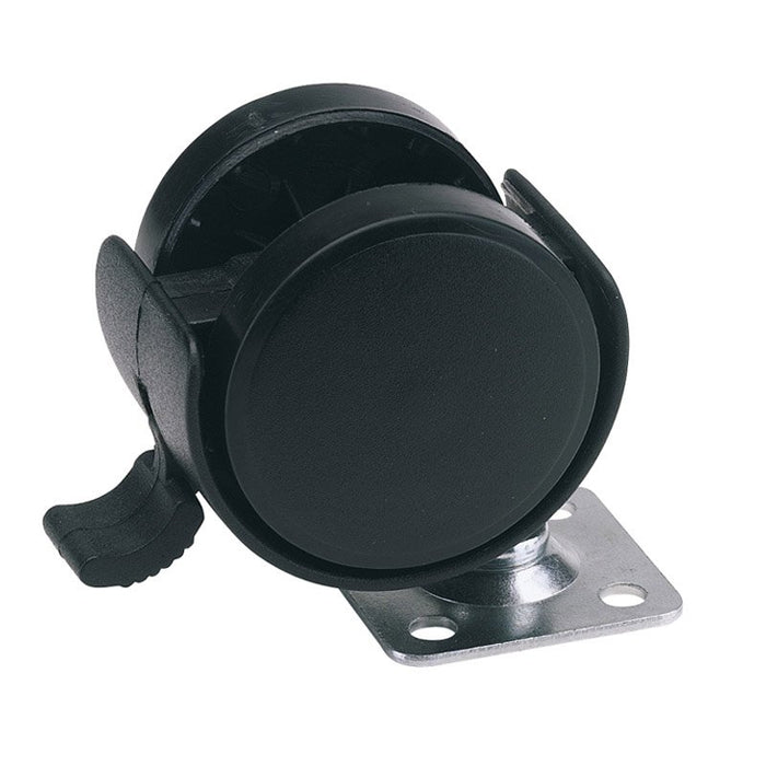 Draper Tools 40mm Dia. Twin Nylon Castor with Brake - S.W.L 25Kg