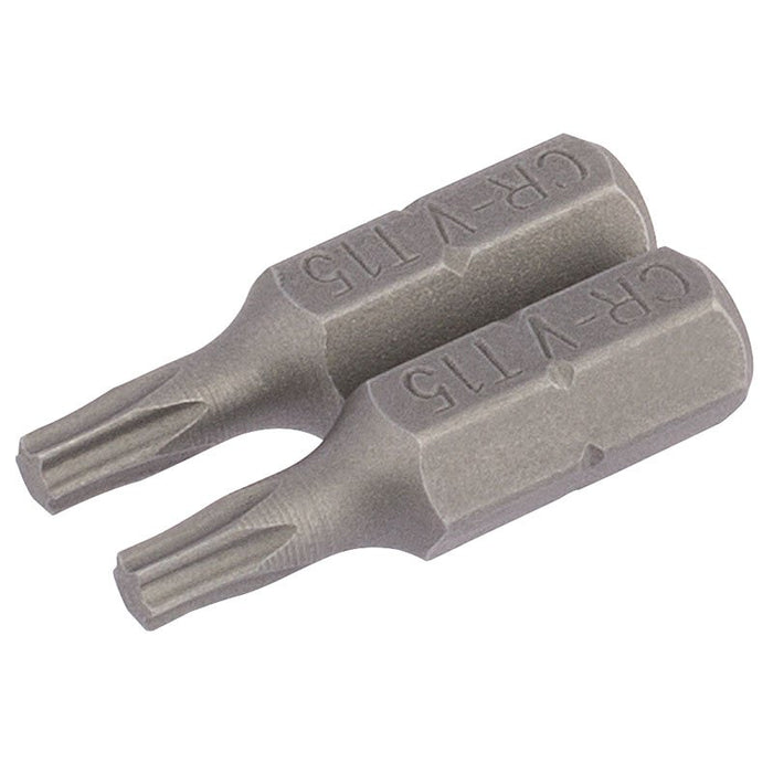 Draper Tools T15 1/4 Hex. Draper TX-STAR® Insert Bit 25mm Long x 2