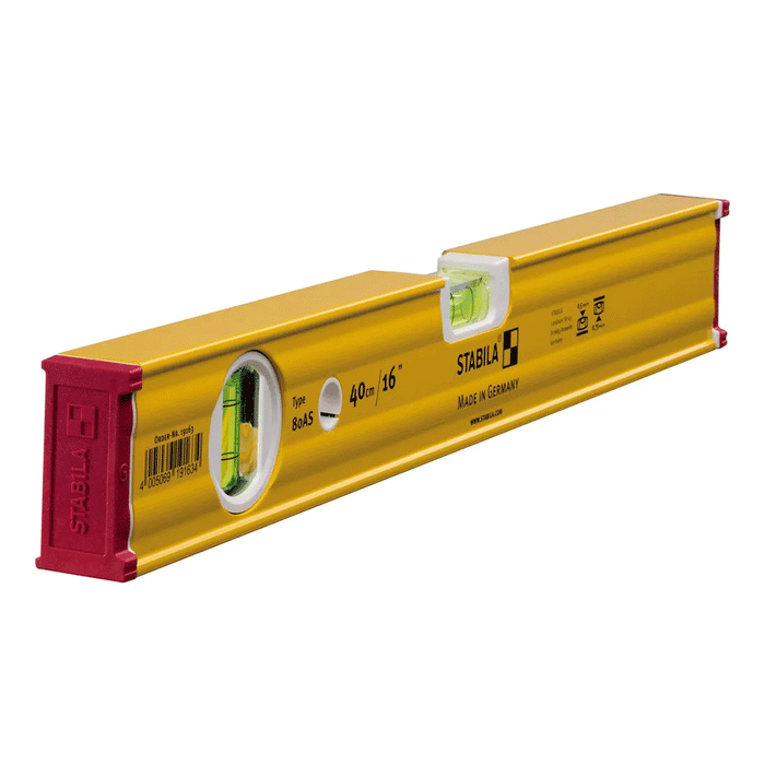 Stabila Type 80AS Spirit Level Box Frame Trade Non Slip 2 Vial 19163 400mm