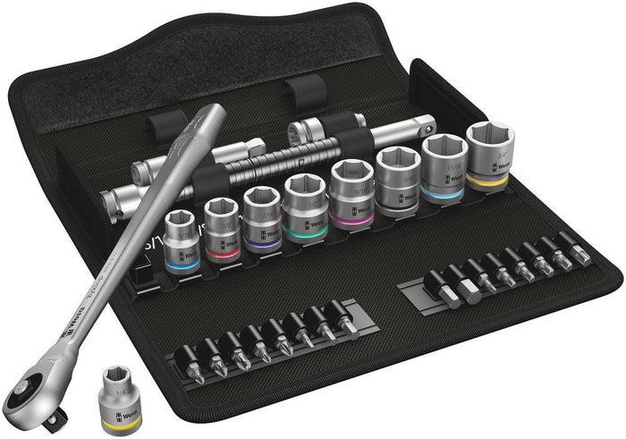 Wera 8100 Metal Ratchet Set With Push-Through Square 3/8