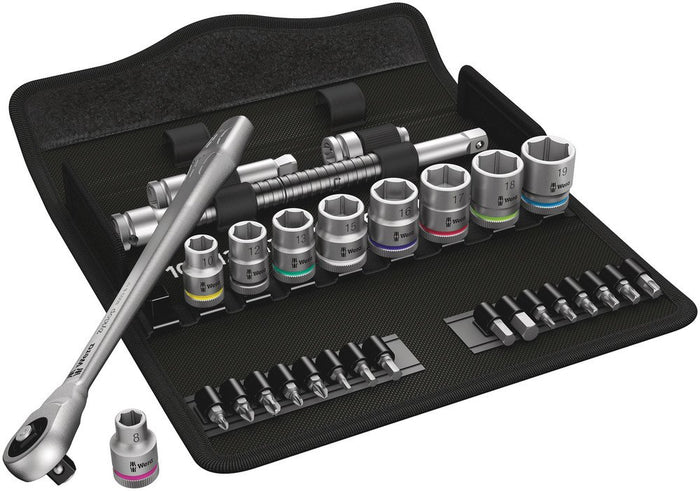 Wera 8100 Metal Ratchet Set With Push-Through Square 3/8