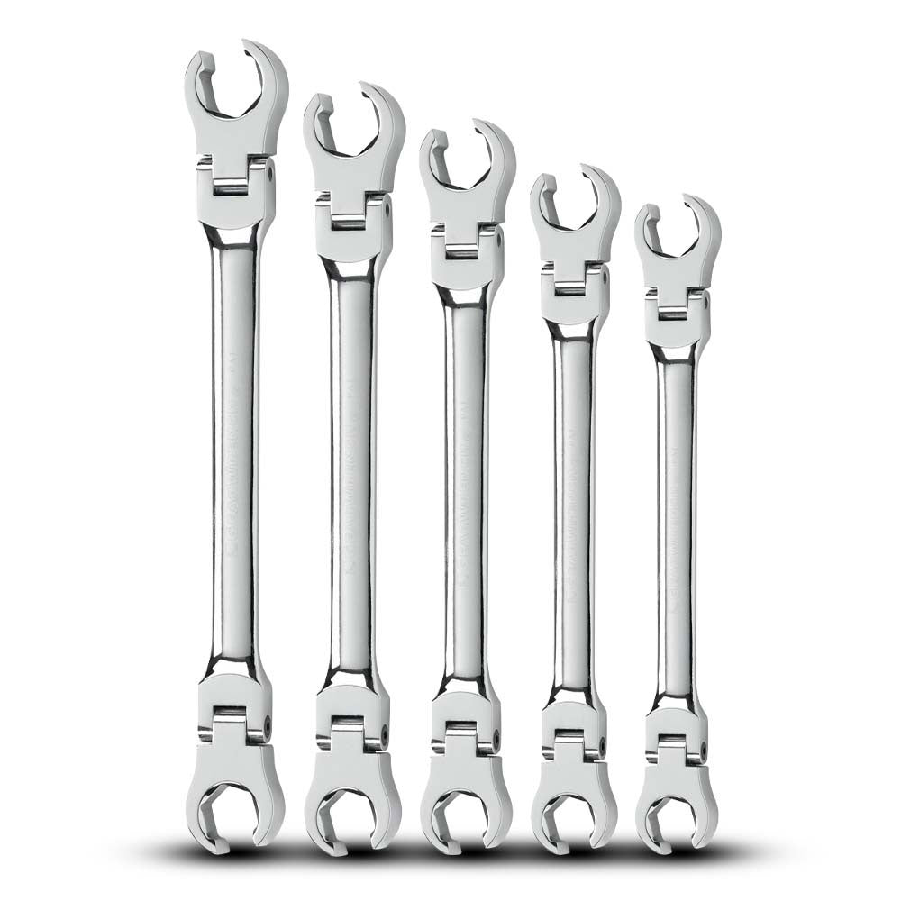 Gearwrench 5 Pc. Flex Head Flare Nut SAE Wrench Set For Sale Online