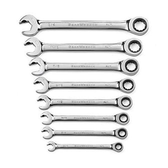 GearWrench 8 Pc. 12 Point Open End Ratcheting Combination SAE Wrench Set