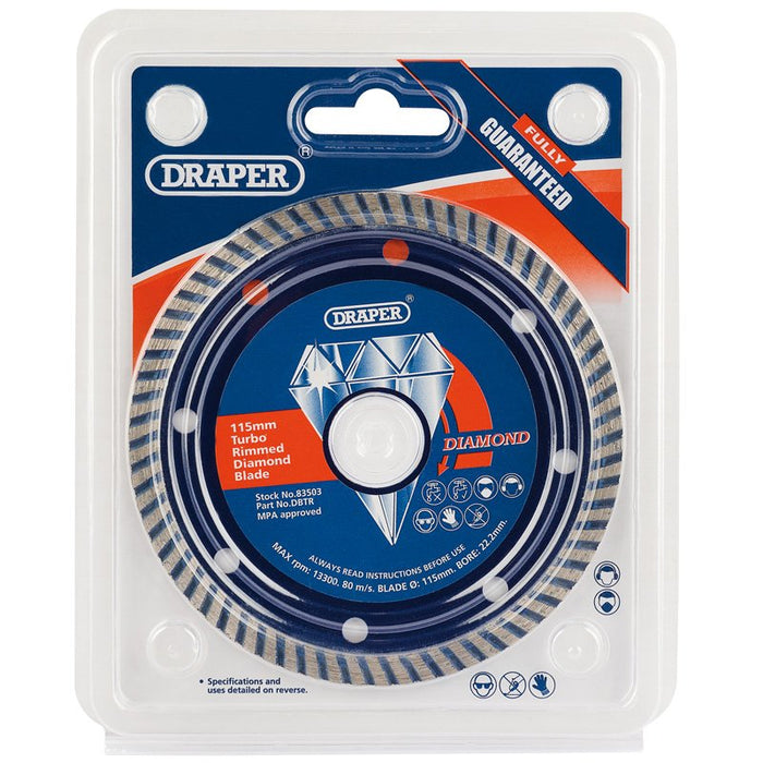 Draper Tools 115 x 22.2mm Continuous Turbo Rim Diamond Blade