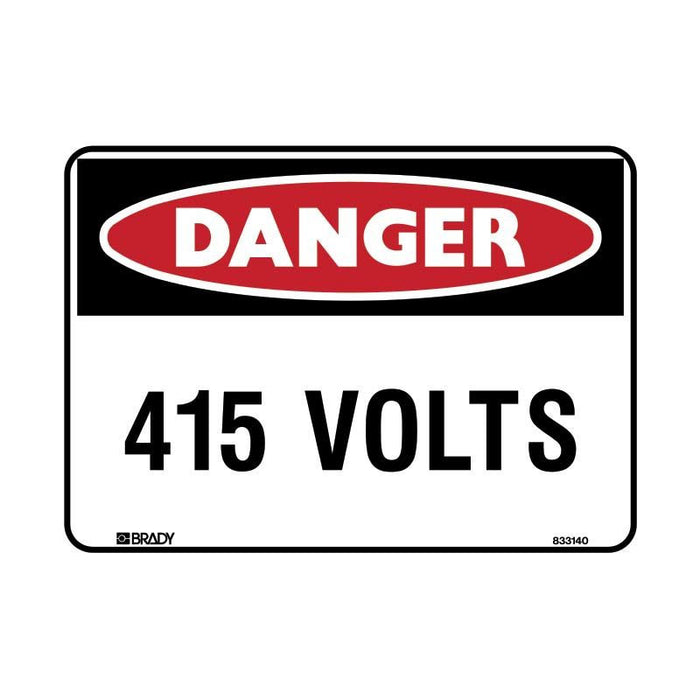 Brady Danger 415 Volts 300 x 450mm Polypropylene Sign