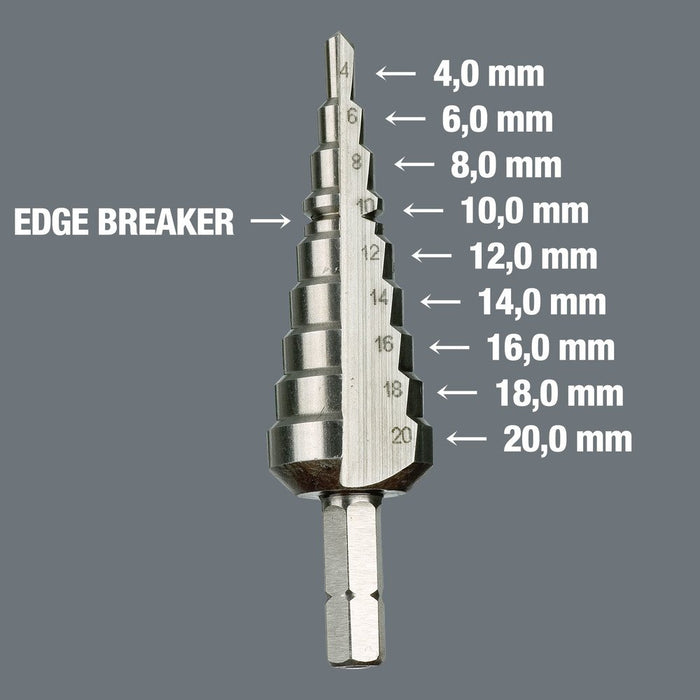 Wera 843 Stepped Drill Bit 4-20mm 75mm 104672