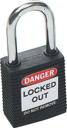 Brady Safety Plus Padlock, H44mm x W37mm x 18mm Diameter, Black