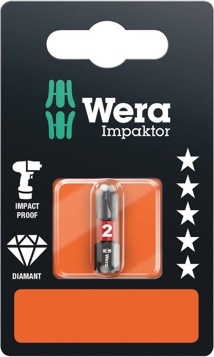 Wera 851/1 Impaktor DC Phillips Bit PH 2x25mm 073916