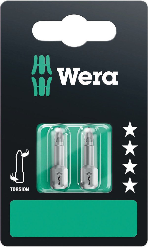 Wera 851/1 Torsion Phillips Bits PH 1x25mm 2 Pce 073323