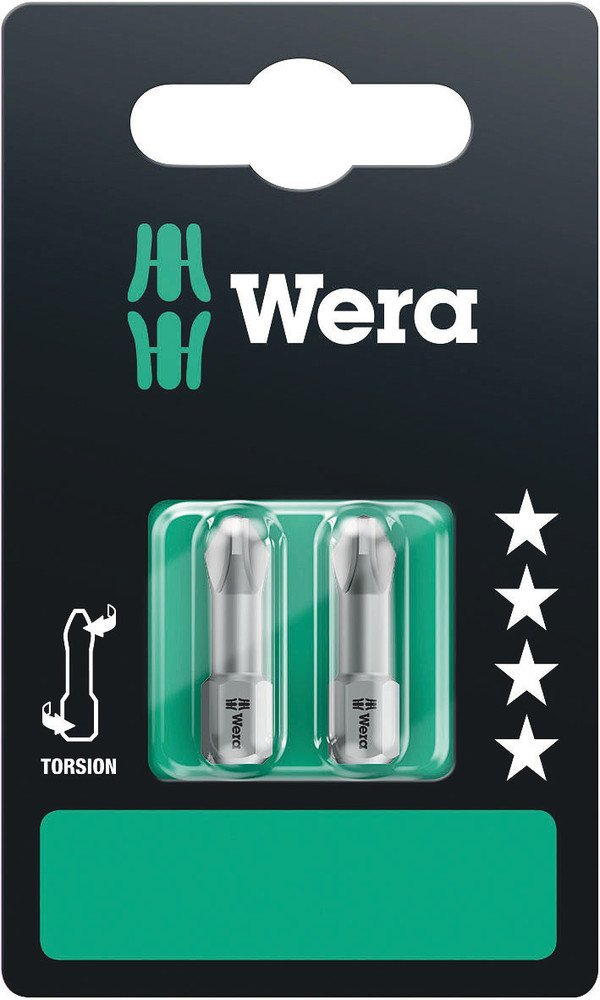 Wera 851/1 Torsion Phillips Bits PH 2x25mm 2 Pce 073324