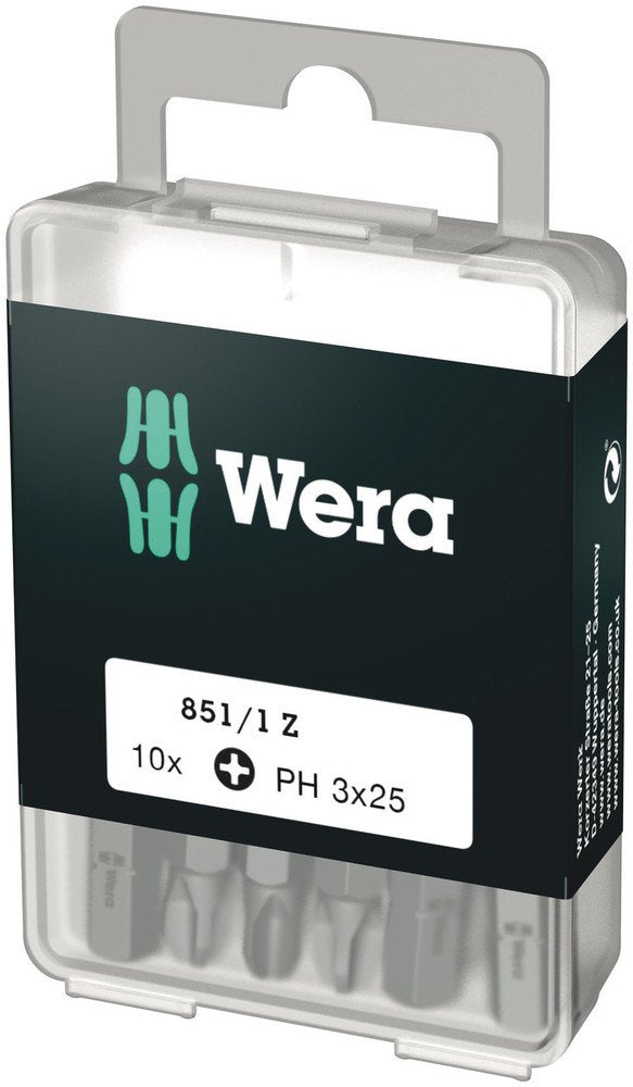 Wera 851/1 DIY Insert Bits PH 3x25mm 10 Pack 072402