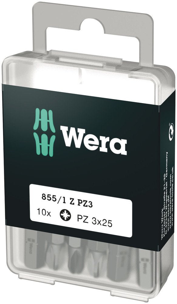Wera 855/1 DIY Insert Bits PZ 3x25mm 10 Pack 072405